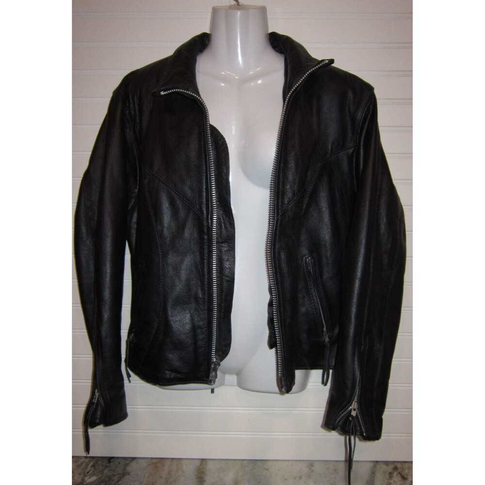 Thinsulate 3M Womens Black Leather Live To Ride Motorcycle Jacket Size L